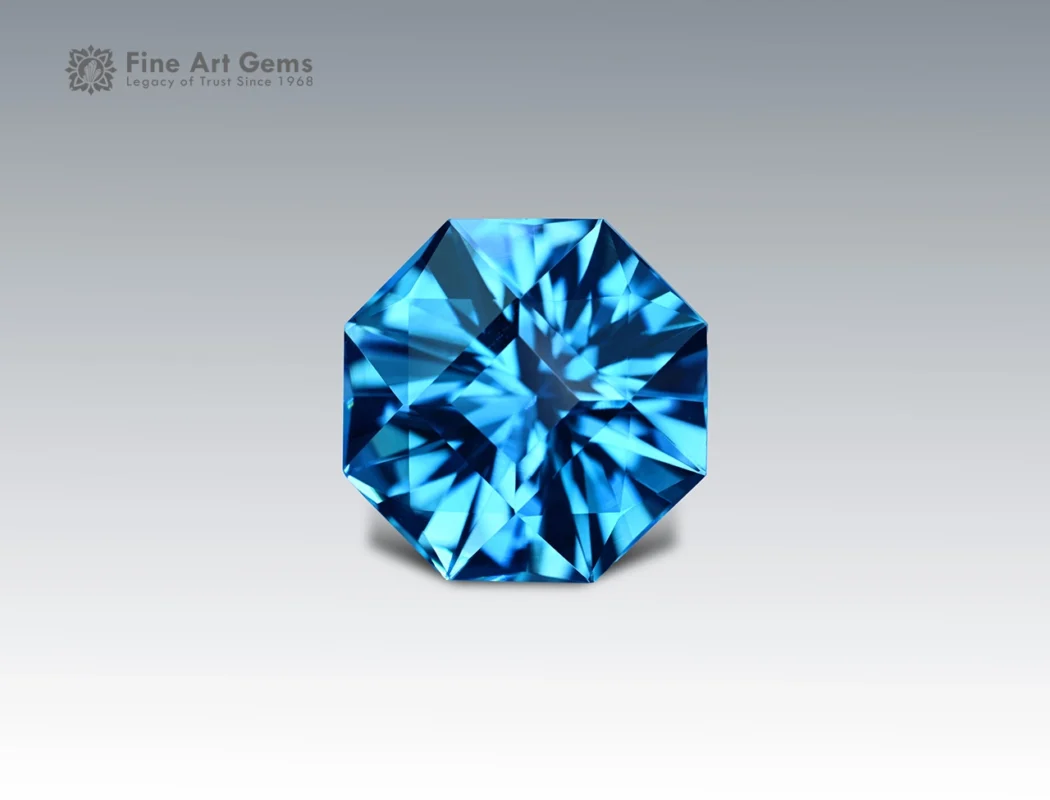 Natural 18.65 carat blue topaz fancy cut gemstone from Brazil, radiant collector’s gem ideal for rings, pendants, or fine jewelry
