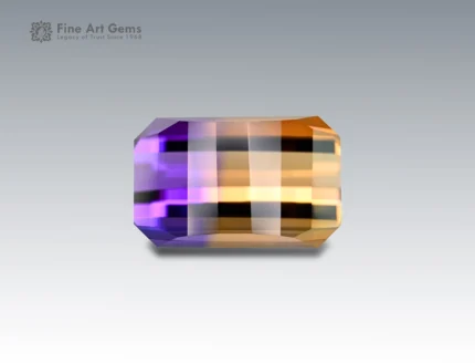 Natural 20.8 carat ametrine pixel cut gemstone from Africa, showcasing purple and golden bi-color, ideal for fine jewelry or collectors