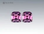 Natural 3.1 carat spinel pair with cushion cut from Tajikistan, vivid pink-purple gemstones ideal for earrings, rings, or fine jewelry