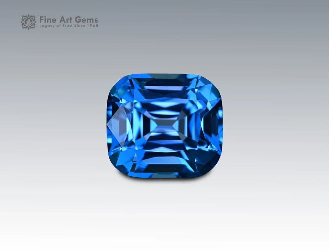 Natural 33 carat blue topaz cushion cut gemstone from Brazil, vivid sky-blue gem ideal for rings, pendants, or collector jewelry