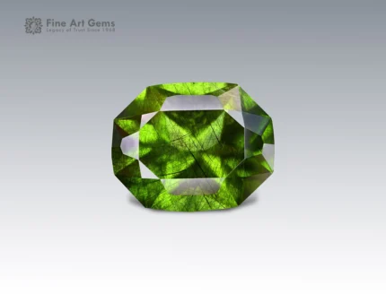 Natural 49 carat peridot high precision cut gemstone from Pakistan, vivid green collector’s gem ideal for display or custom jewelry