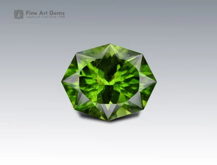 Natural 50 carat peridot with ludwigite inclusions high precision cut gemstone from Pakistan for ring, pendant, earrings, and fine jewelry collection