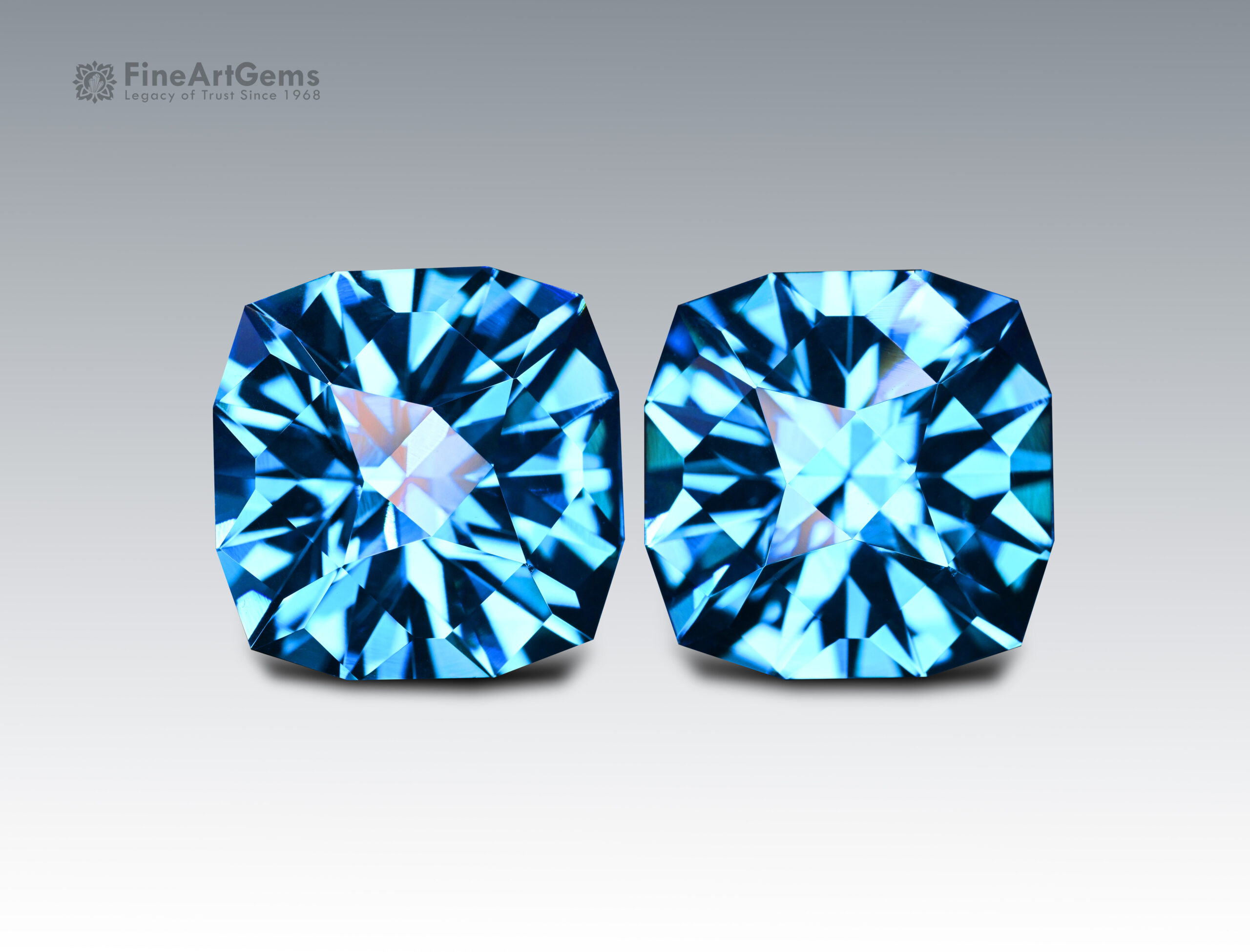 47.60 Carats Swiss Blue Topaz Gemstones Pair
