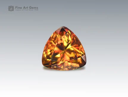 Natural 3.8 carat sphene trilliant cut gemstone from Pakistan, fiery orange gem ideal for rings, pendants, or fine jewelry