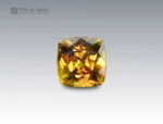 Natural 5.15 carat sphene cushion cut gemstone from Pakistan, golden yellow titanite with fiery brilliance, ideal for rings or pendants