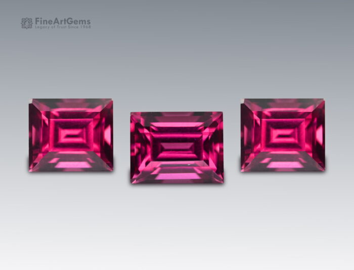 6 Carats Stunning 3 Pcs Set Rhodolite Garnet Gemstone