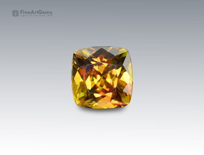 5.15 Carats Lustrous Yellow Sphene Cushion Cut Gemstone