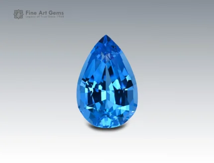 31.15 carat pear cut blue topaz gemstone from Brazil, perfect for a ring, pendant, or fine jewelry collection