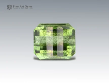 Natural 4.65 carat peridot with ludwigite inclusions pixel cut gemstone from Pakistan for ring, pendant, earrings, and fine jewelry collection