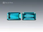 Natural 6.95 carat indicolite tourmaline pair with emerald cut from Afghanistan, deep blue-green gemstones ideal for rings, earrings, or fine jewelry