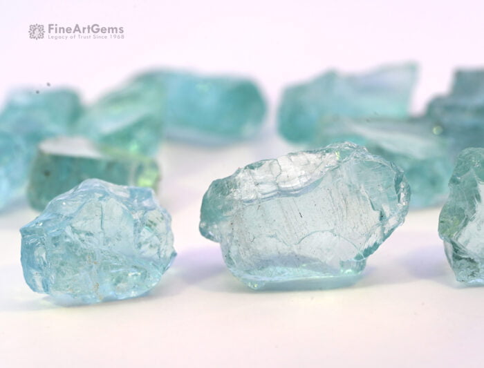 26.6 grams Sky Blue Rough Aquamarine 12 Pcs Lot