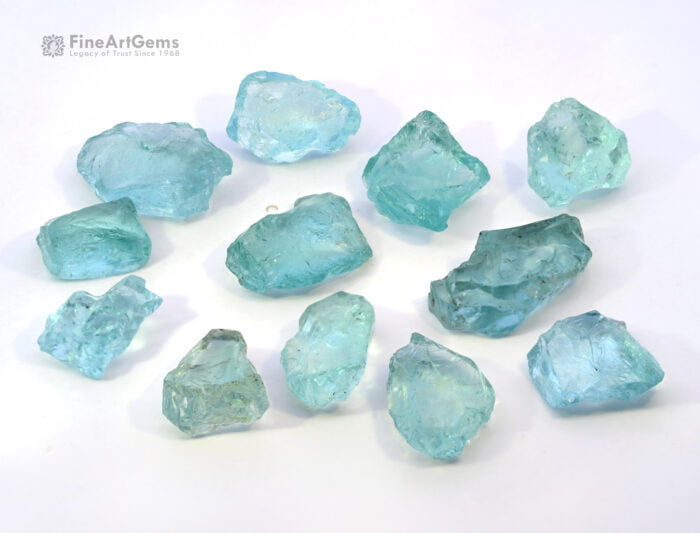 26.6 grams Sky Blue Rough Aquamarine 12 Pcs Lot