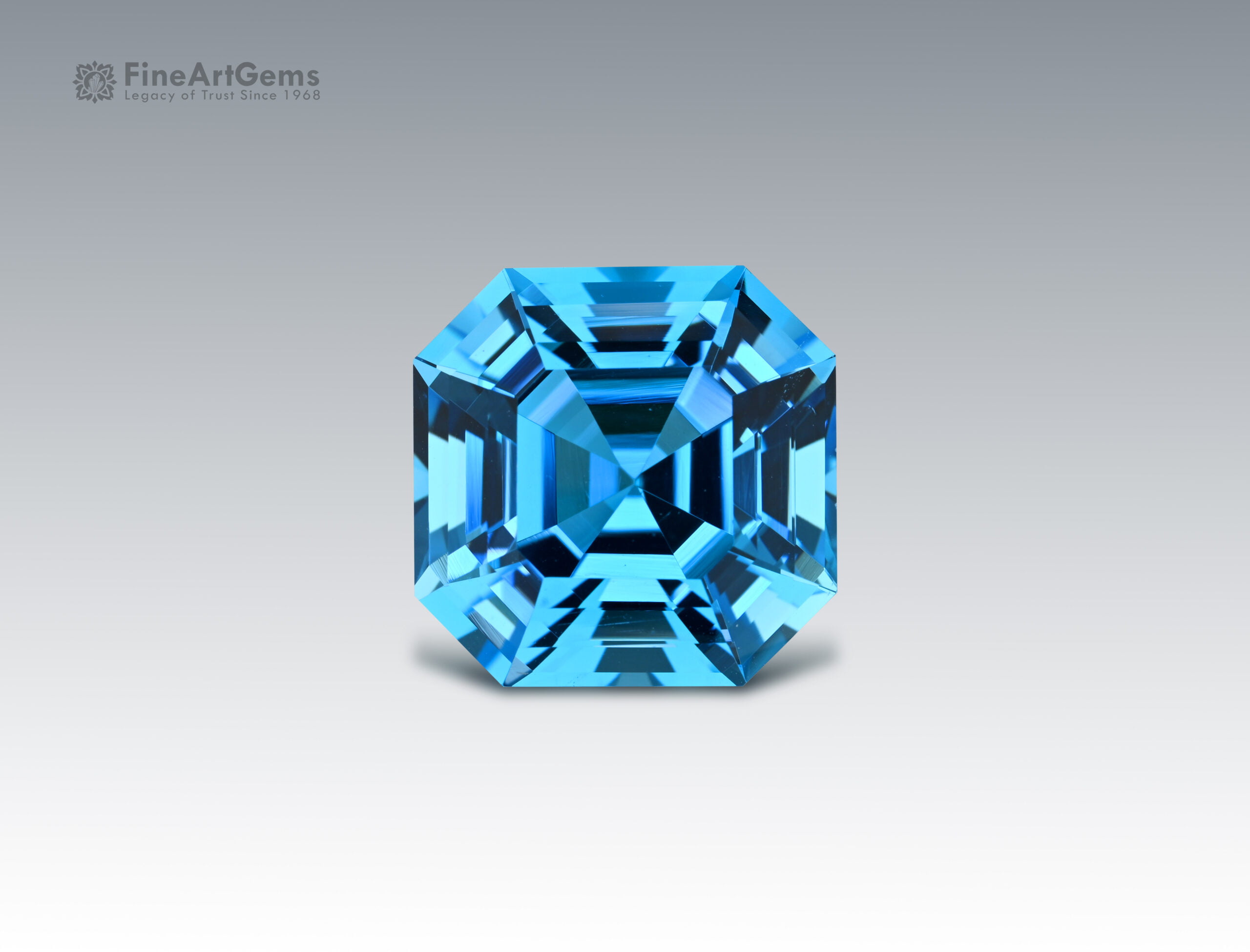 25 Carats Stunning Swiss Blue Topaz Gemstone (Asscher Cut)