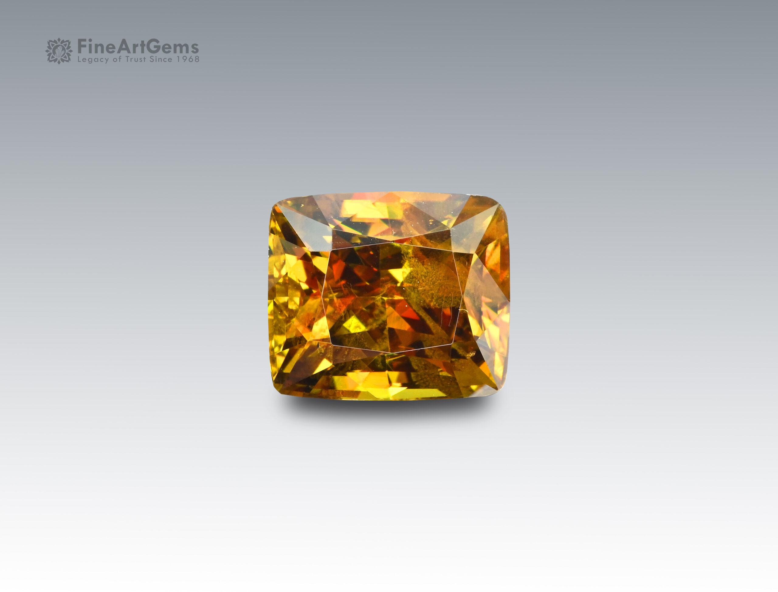 6.4 Carats Marvelous Yellow Sphene Gemstone in Cushion Cut Style