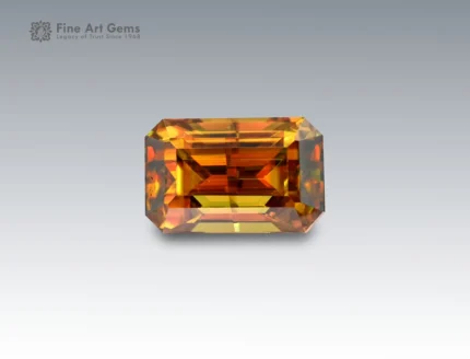 2.3 carat emerald cut sphene titanite gemstone from Pakistan, perfect for a ring, pendant, or fine jewelry collection