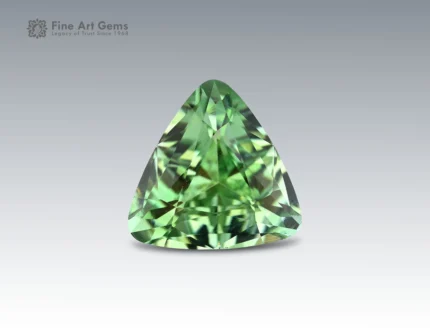 3 carat trilliant cut green tourmaline gemstone from Afghanistan, perfect for a ring, pendant, or fine jewelry collection