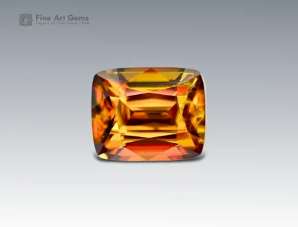5 carat cushion cut sphene titanite gemstone from Pakistan, perfect for a ring, pendant, or jewelry collection