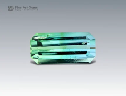 Green and blue bi-color 5.65 carat emerald-cut tourmaline gemstone from Afghanistan