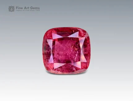 Natural 52-carat rubellite tourmaline cushion cut gemstone from Afghanistan for ring, pendant, earrings, and fine jewelry collection