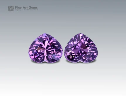 Natural 6.4 carat spinel pair heart shape gemstones from Tajikistan for earrings, ring, pendant, and fine jewelry collection