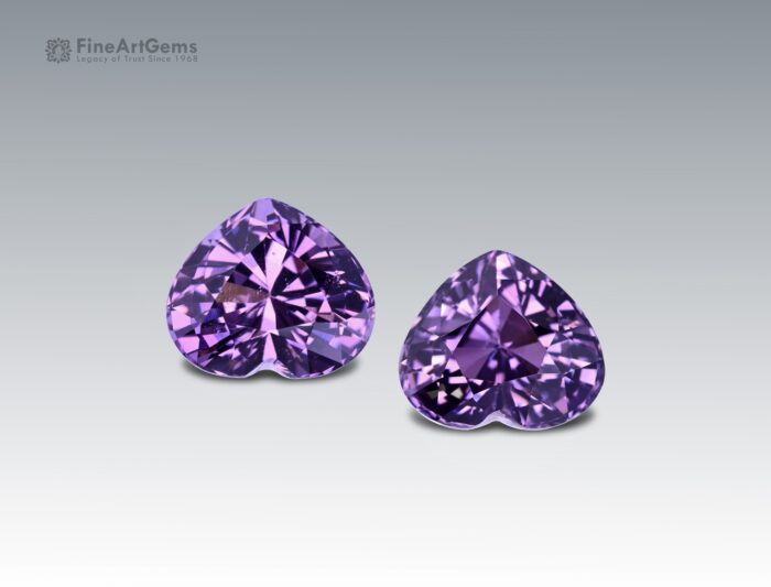 6.4 Carats Stunning Lavender Spinel Gemstone Pair in Fancy Heart Design
