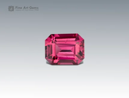 Natural 1.55 carat rhodolite garnet emerald cut gemstone from Africa for ring, pendant, and fine jewelry collection