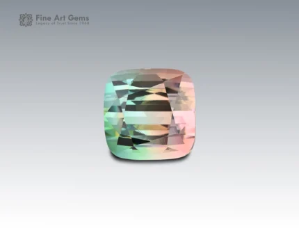 Natural 13.3 carat multicolor tourmaline cushion cut gemstone from Nigeria for ring, pendant, earrings, and fine jewelry collection