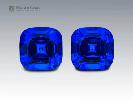 Natural 24.2 carat tanzanite pair cushion cut gemstones from Tanzania for earrings, ring, pendant, and fine jewelry collection