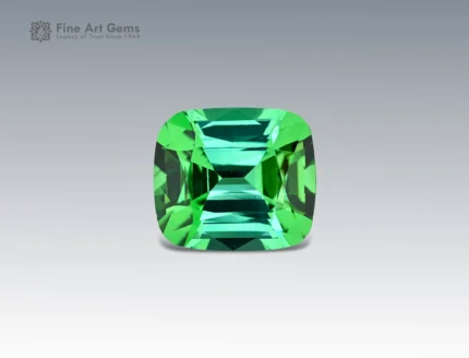 Natural 8 carat green tourmaline cushion cut gemstone from Afghanistan for ring, pendant, earrings, and fine jewelry collection