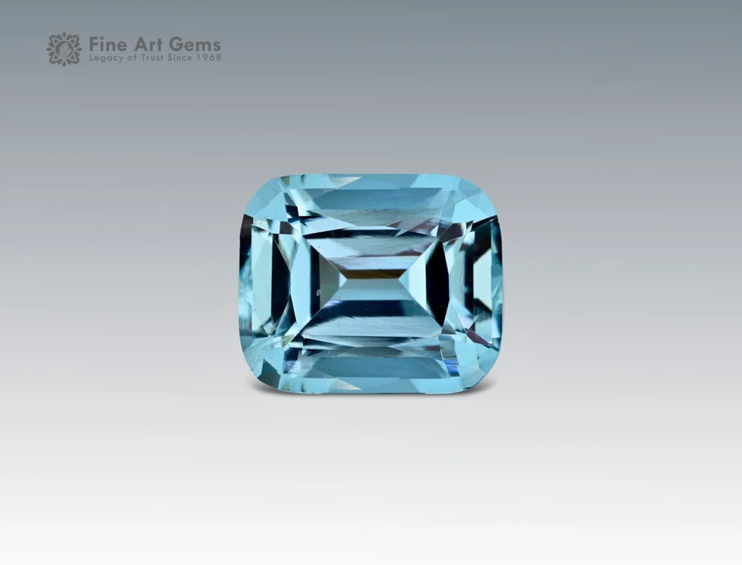 4.95 carat aquamarine cushion cut vivid blue gemstone from Madagascar for ring, pendant, or jewelry