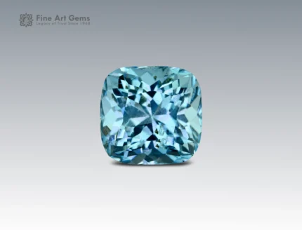 5.4 carat aquamarine cushion cut vivid blue gemstone from Madagascar for ring, pendant, or jewelry