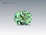 2.95 carat green tourmaline gemstone in oval cut from Afghanistan, faceted gem on neutral background