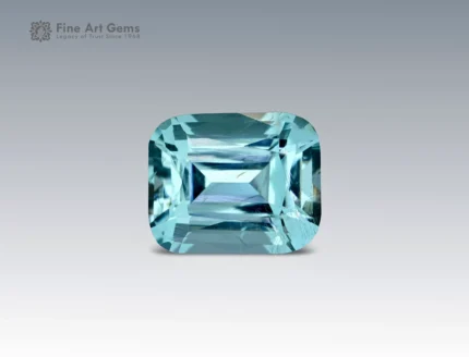 4.6 carat aquamarine cushion cut gemstone from Madagascar, vivid blue for ring, pendant, or jewelry
