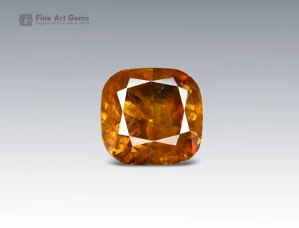 5.85 carat sphene titanite cushion cut golden orange gemstone from Pakistan for ring, pendant, or jewelry