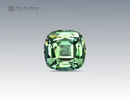 11.85 carat cushion cut green tourmaline gemstone from Afghanistan, ideal for fine jewelry such as rings, pendants, and luxury collections
