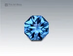 12.15 carat blue topaz with exceptional precision cut, displaying vivid sky-blue brilliance, from Brazil.