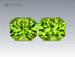 13.3 carat peridot pair with rectangular cut from Pakistan, ideal for matching jewelry designs like earrings or rings