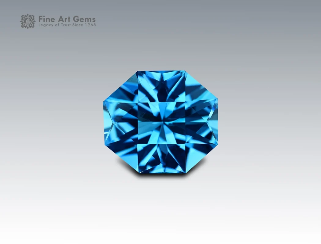 Natural 16.95 carat fancy-cut blue topaz gemstone from Brazil, showcasing brilliant sparkle, ideal for pendants, rings, and fine jewelry.