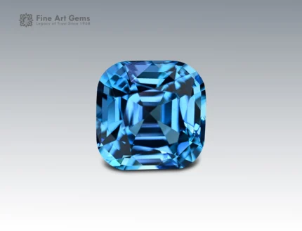 Natural 26.5 carat fancy cushion-cut blue topaz gemstone from Brazil, ideal for pendants, rings, and luxury jewelry collections.