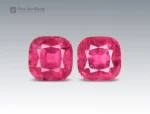 Pair of 29.55 carat rubellite tourmalines in cushion cut from Afghanistan, vibrant, deep pink gems suitable for fine jewelry