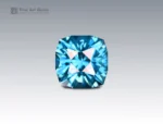 3.9 carat cushion-cut blue zircon gemstone from Cambodia, prized for its brilliance and ideal for rings, pendants, and fine jewelry collections.