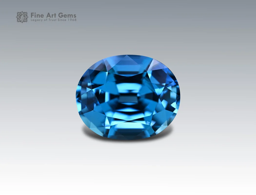 Natural 35 carat oval-cut blue topaz from Brazil, ideal for fine jewelry such as rings, pendants, and gemstone collections.