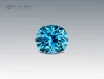 4.4 carat natural blue zircon gemstone with fancy cushion cut from Cambodia, showing vibrant brilliance