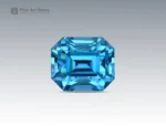 4.45 carat emerald cut blue zircon gemstone from Cambodia, perfect for fine jewelry such as rings, pendants, and luxury collections