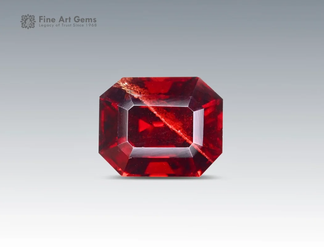 4.85 carat rhodolite garnet emerald cut gemstone from Africa
