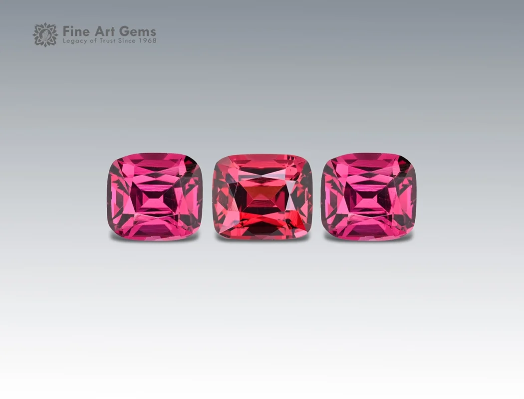5.75 carat rhodolite garnet gemstone set in cushion cut from Africa