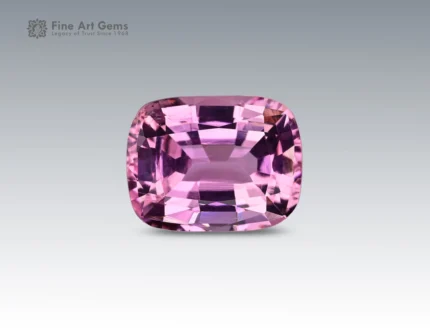 Natural 5.9 carat cushion-cut pink topaz gemstone from Pakistan with brilliant sparkle