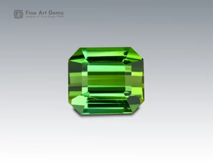 6.15 carat emerald cut green tourmaline gemstone from Afghanistan, perfect for fine jewelry such as rings, pendants, and luxury collections