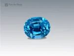 2.95 carat Cambodian blue zircon gemstone with oval brilliant cut and vivid sparkle.