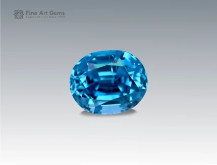 2.95 carat Cambodian blue zircon gemstone with oval brilliant cut and vivid sparkle.